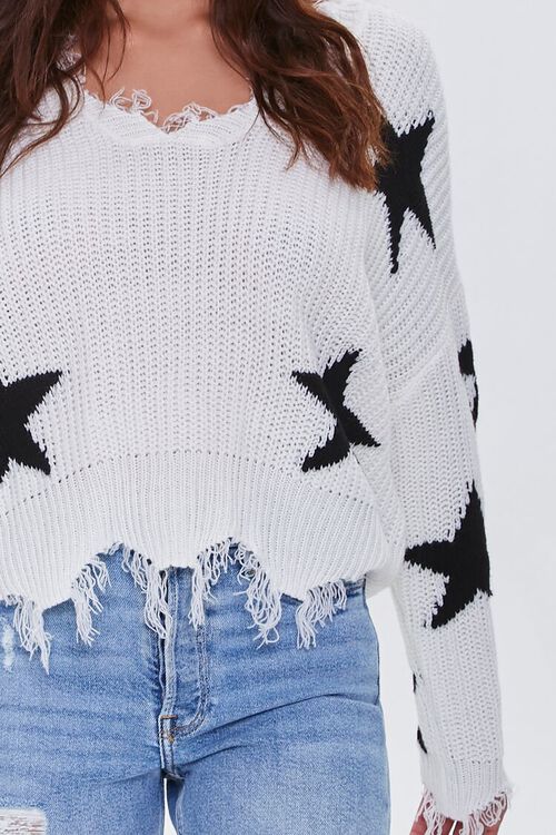 CREAM/BLACK Distressed Star Print Sweater, image 5