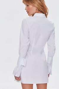 WHITE Trumpet-Sleeve Shirt Mini Dress, image 3