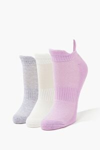 LAVENDER/WHITE Notched Ankle Sock Set - 3 pack, image 1