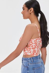 POMPEIAN RED /CREAM Floral Print Cropped Cami, image 2