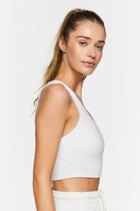 WHITE Active Racerback Cropped Tank Top, image 2