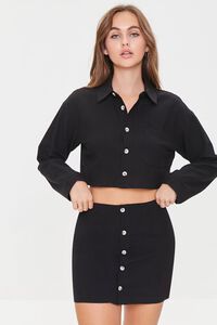 BLACK Cropped Shirt & Mini Skirt Set, image 1