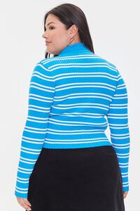TURQUOISE/WHITE Plus Size Sweater-Knit Crop Top, image 3