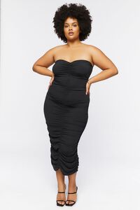 BLACK Plus Size Ruched Bodycon Midi Dress, image 4