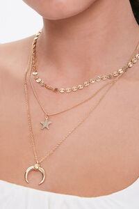 GOLD Star & Horn Pendant Necklace Set, image 1