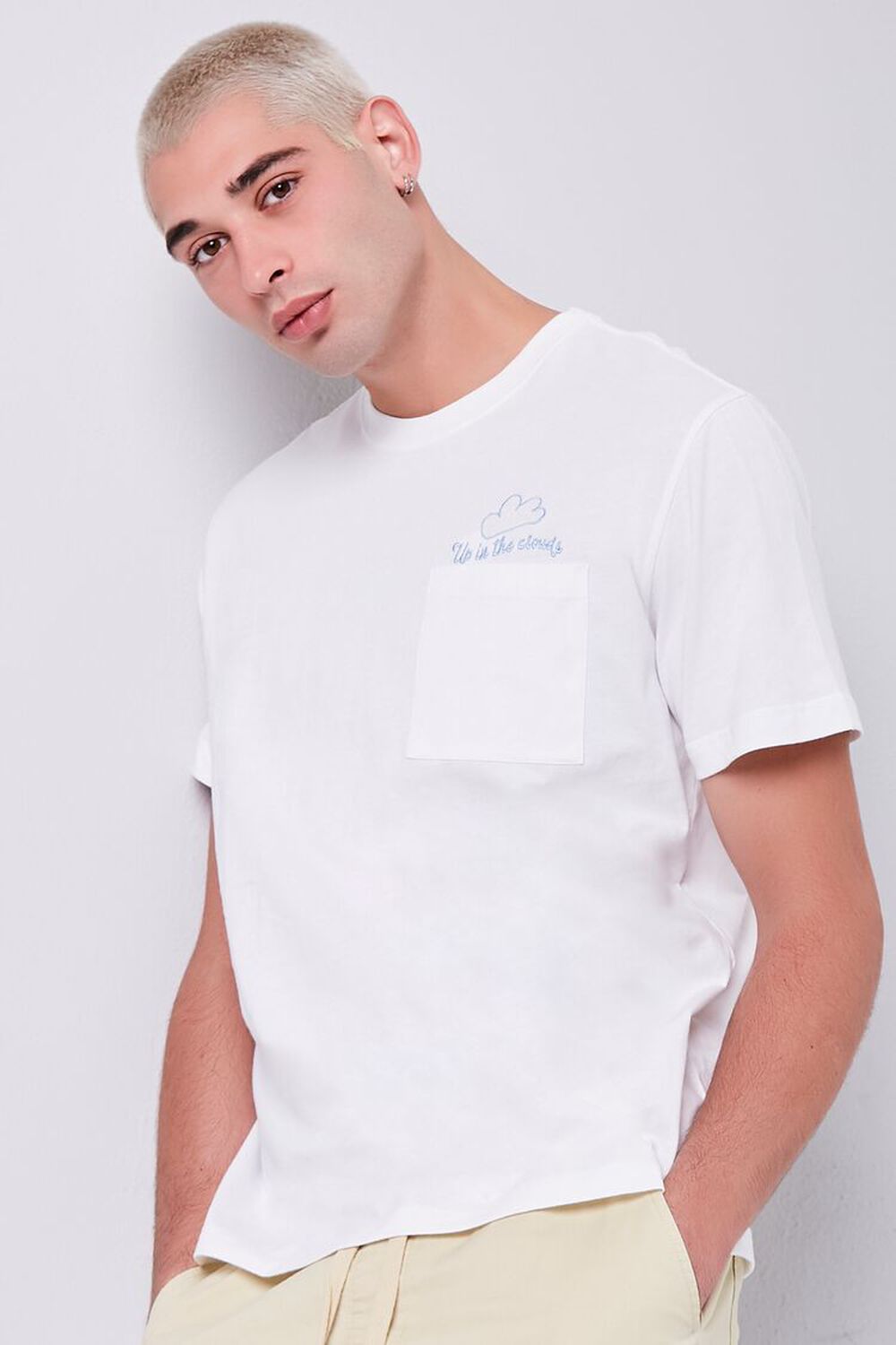 WHITE/BLUE Embroidered Cloud Graphic Tee, image 1