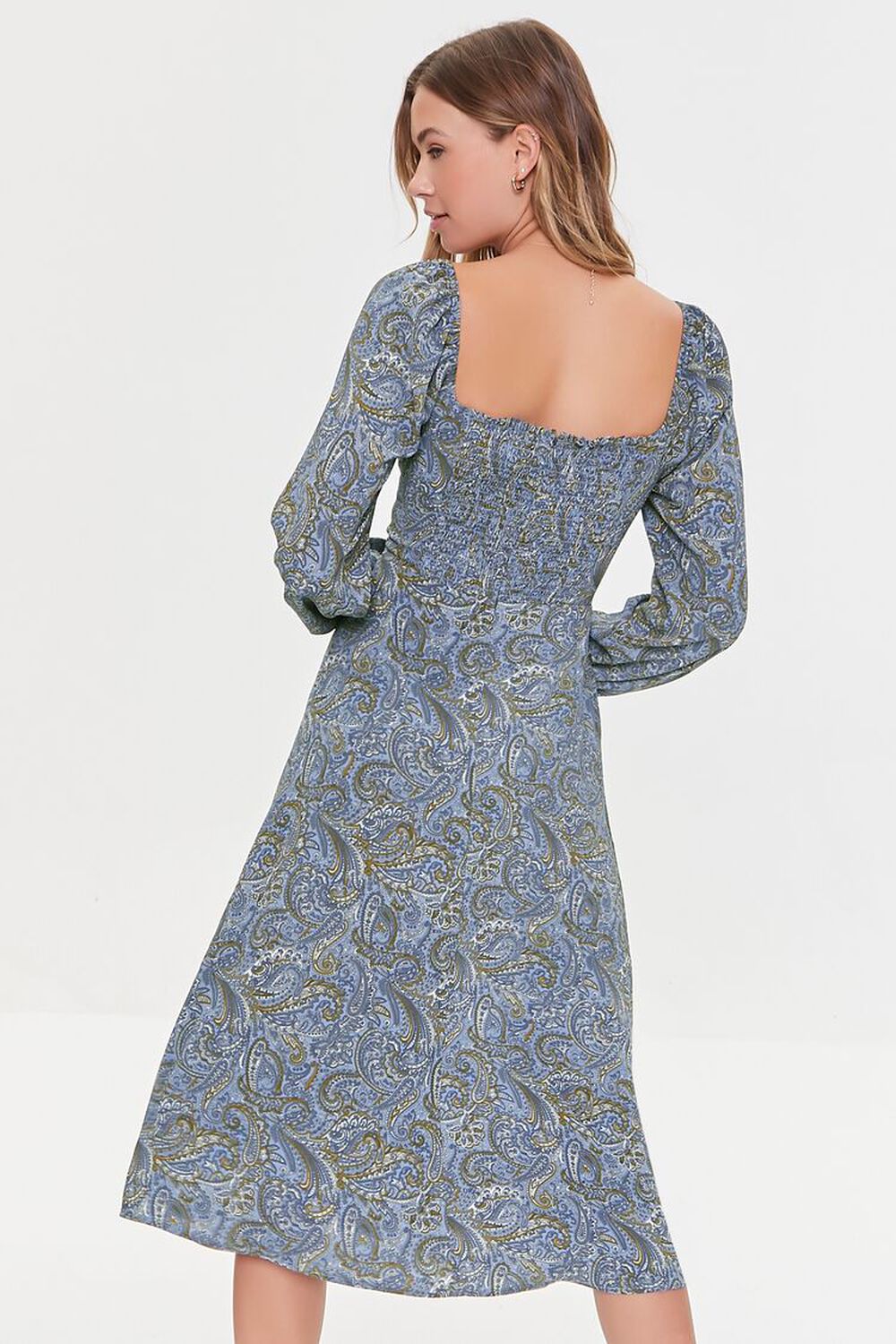 BLUE/MULTI Paisley Print Midi Dress, image 3