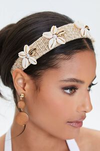 IVORY/MULTI Floral Cowrie Shell Headband, image 3