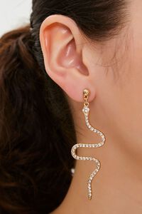 GOLD/CLEAR Rhinestone Snake Drop Earrings, image 1