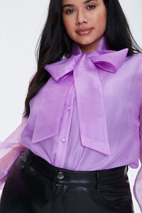 Plus Size Organza Pussycat Bow Top, image 5