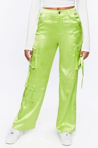 LIME Satin Cargo Mid-Rise Pants, image 2