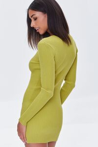 GREEN Ribbed Knit Mini Dress, image 3