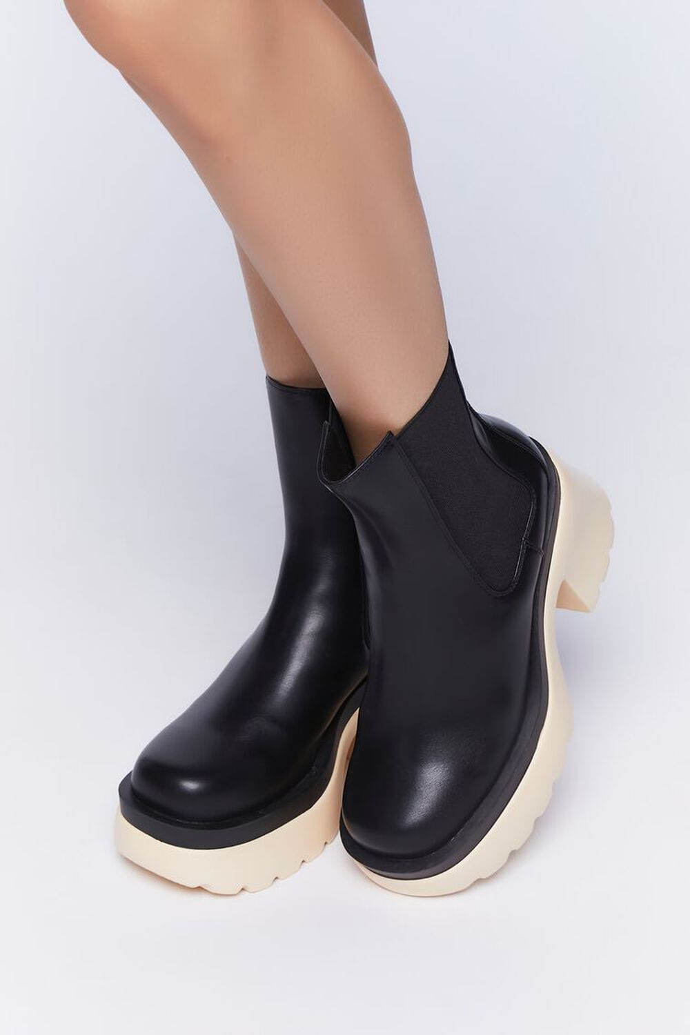 BLACK/CREAM Lug-Sole Chelsea Boots, image 1
