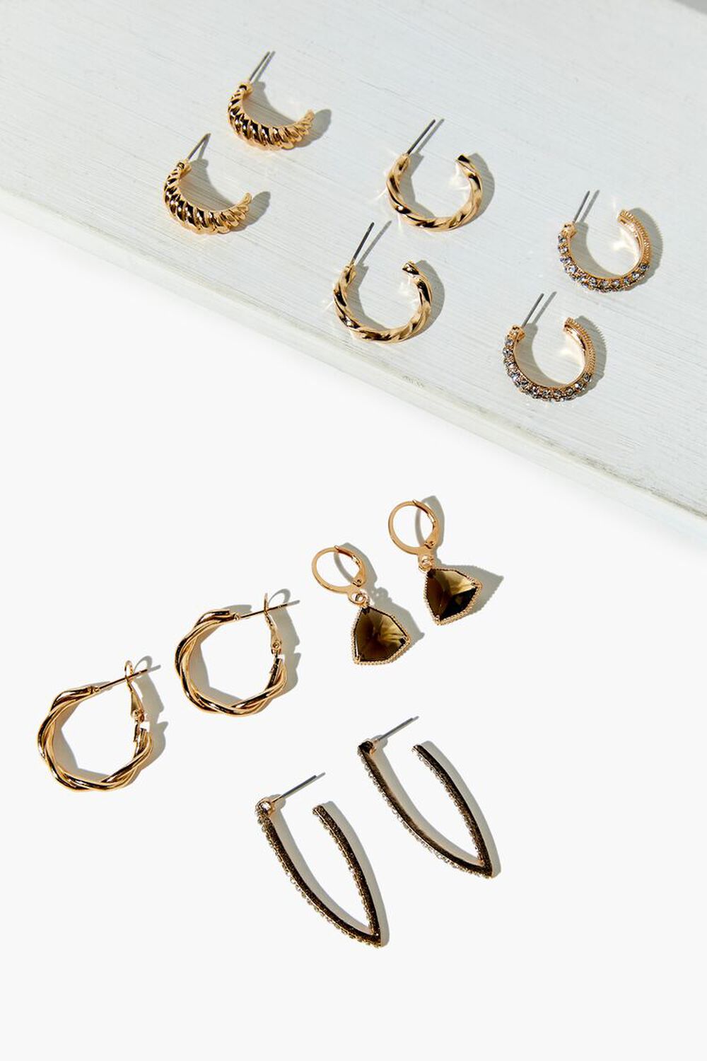 CLEAR/GOLD Assorted Hoop Earring Set, image 1