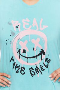 TEAL/MULTI Plus Size Happy Face Graphic Tee, image 5