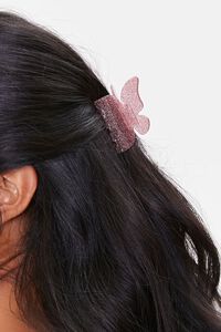 PINK/GREY Glitter Butterfly Hair Clip Set, image 3