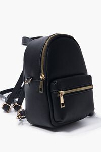 BLACK Faux Leather Mini Backpack, image 2