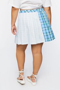 BLUE/MULTI Plus Size Reworked Plaid Mini Skirt, image 4