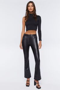 Faux Leather Flare Pants, image 5