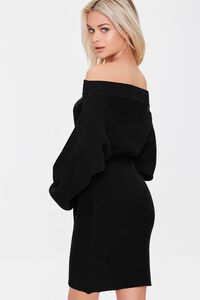 BLACK Ribbed Off-the-Shoulder Sweater Dress, image 3