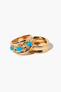 GOLD/BLUE Faux Stone Concave Ring Set, image 1