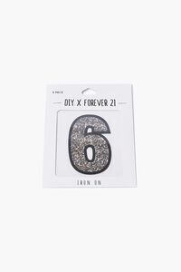 SILVER6 Iron-On Glitter Number Patch, image 2