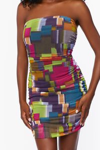 PURPLE/MULTI Mesh Abstract Print Tube Dress, image 5