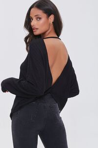 BLACK Ribbed Twist-Back Sweater, image 1