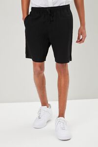 BLACK Drawstring Linen-Blend Shorts, image 2
