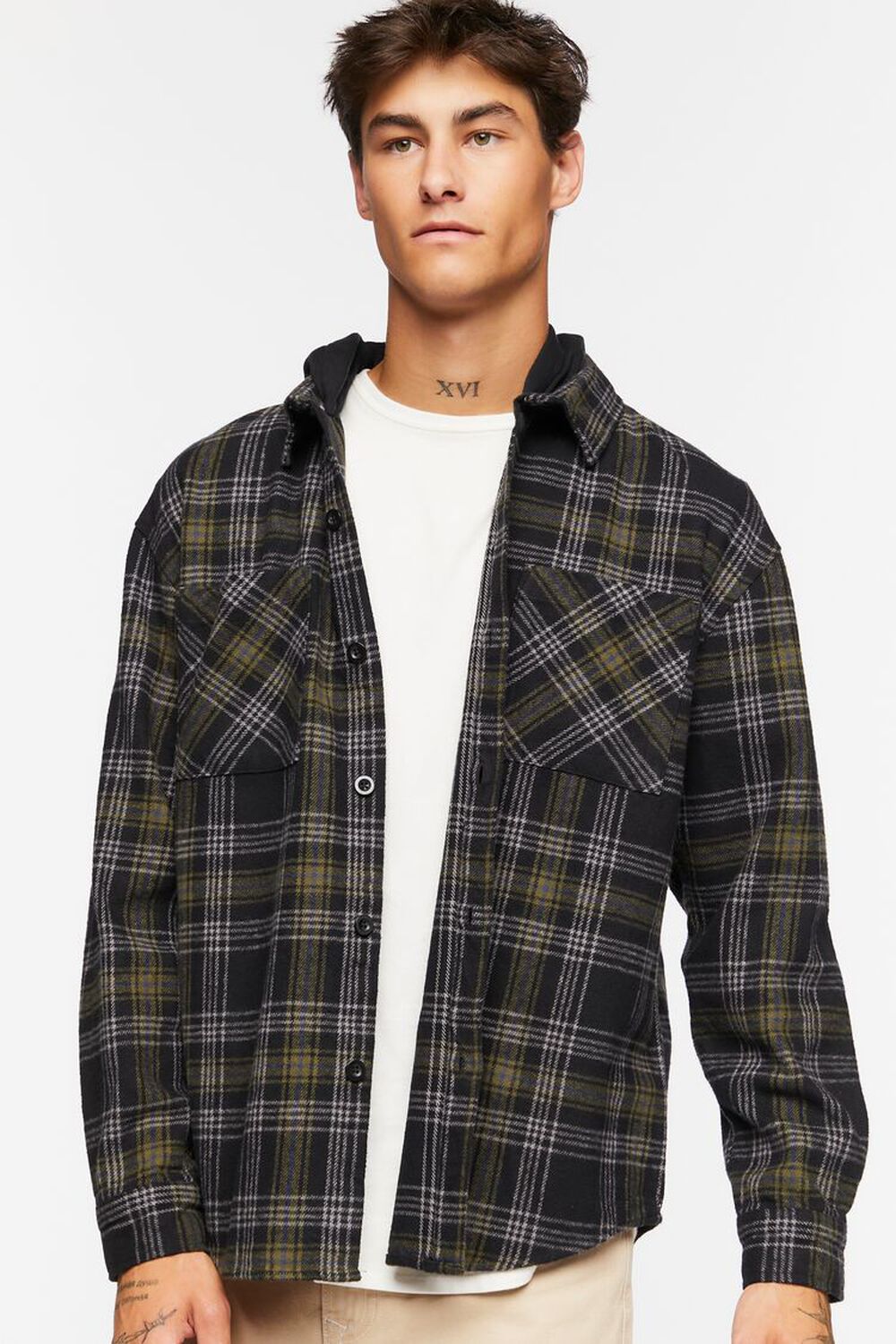 BLACK/MULTI Plaid Combo Flannel Shirt, image 1