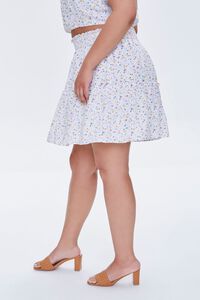 WHITE/MULTI Plus Size Floral Print Mini Skirt, image 3
