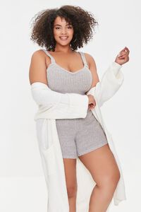 HEATHER GREY Plus Size Sweater-Knit Ribbed Shorts, image 1