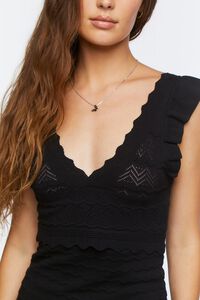 BLACK Crochet Ruffle Mini Dress, image 5