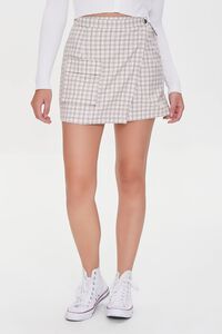 BEIGE/MULTI Plaid Mini Skirt, image 2