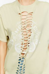 BEIGE/WHITE Knotted Motorcyle Graphic Tunic, image 5