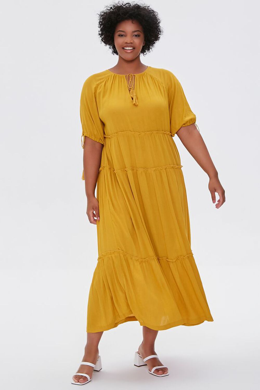 GOLD Plus Size Tiered Maxi Dress, image 1