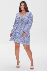 BLUE/MULTI Plus Size Floral Print Dress, image 4