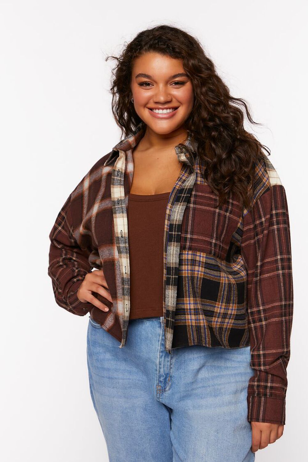 Plus Size Reworked Plaid Flannel Shirt, image 1