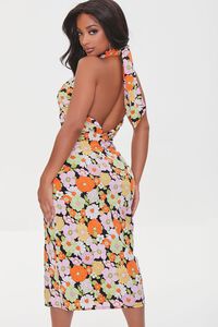 BLACK/MULTI Crossover Floral Print Halter Dress, image 3