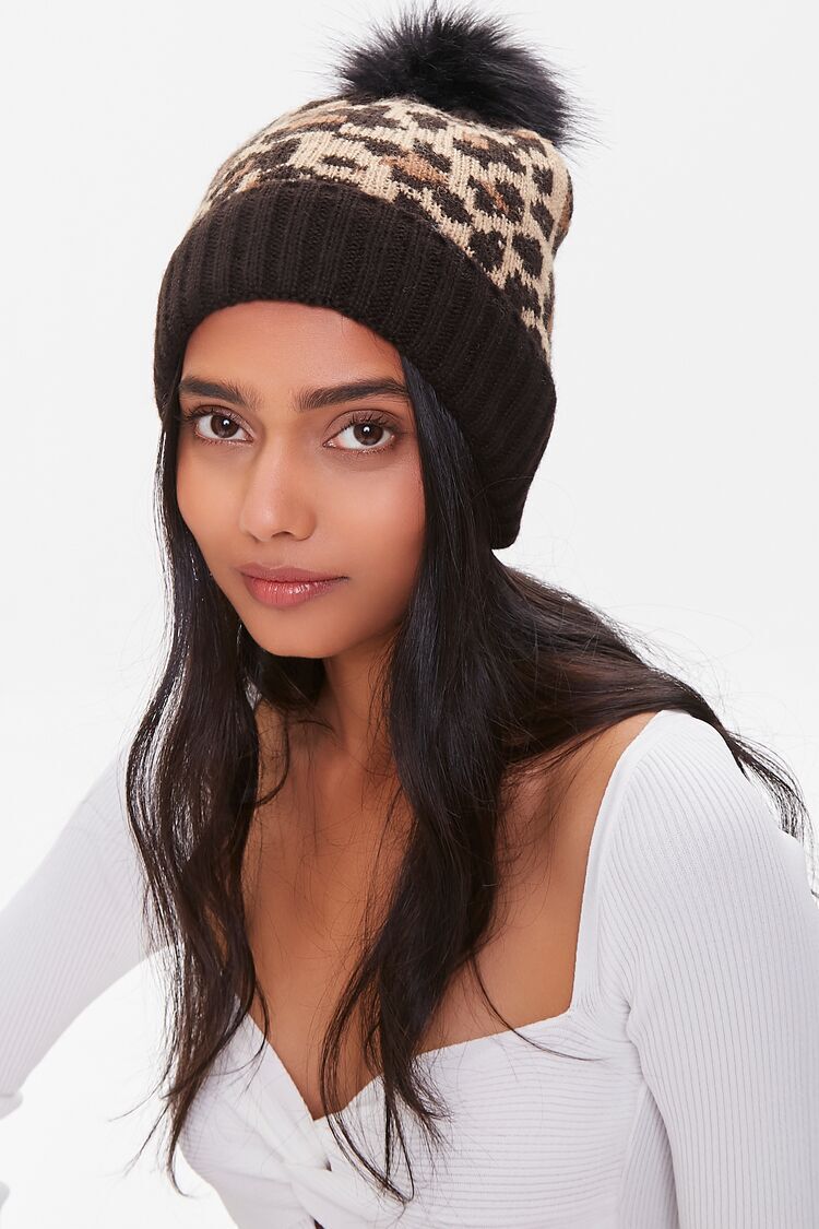 TCM Knitted Hat brown-white allover print casual look Accessories Caps Knitted Hats 