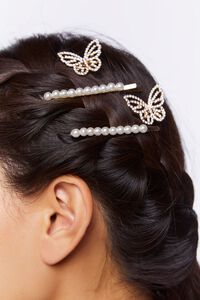 Faux Pearl & Butterfly Bobby Pin Set, image 2