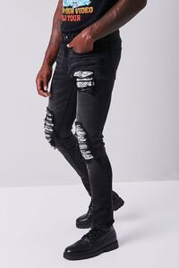 BLACK/WHITE Distressed Skinny Jeans, image 3