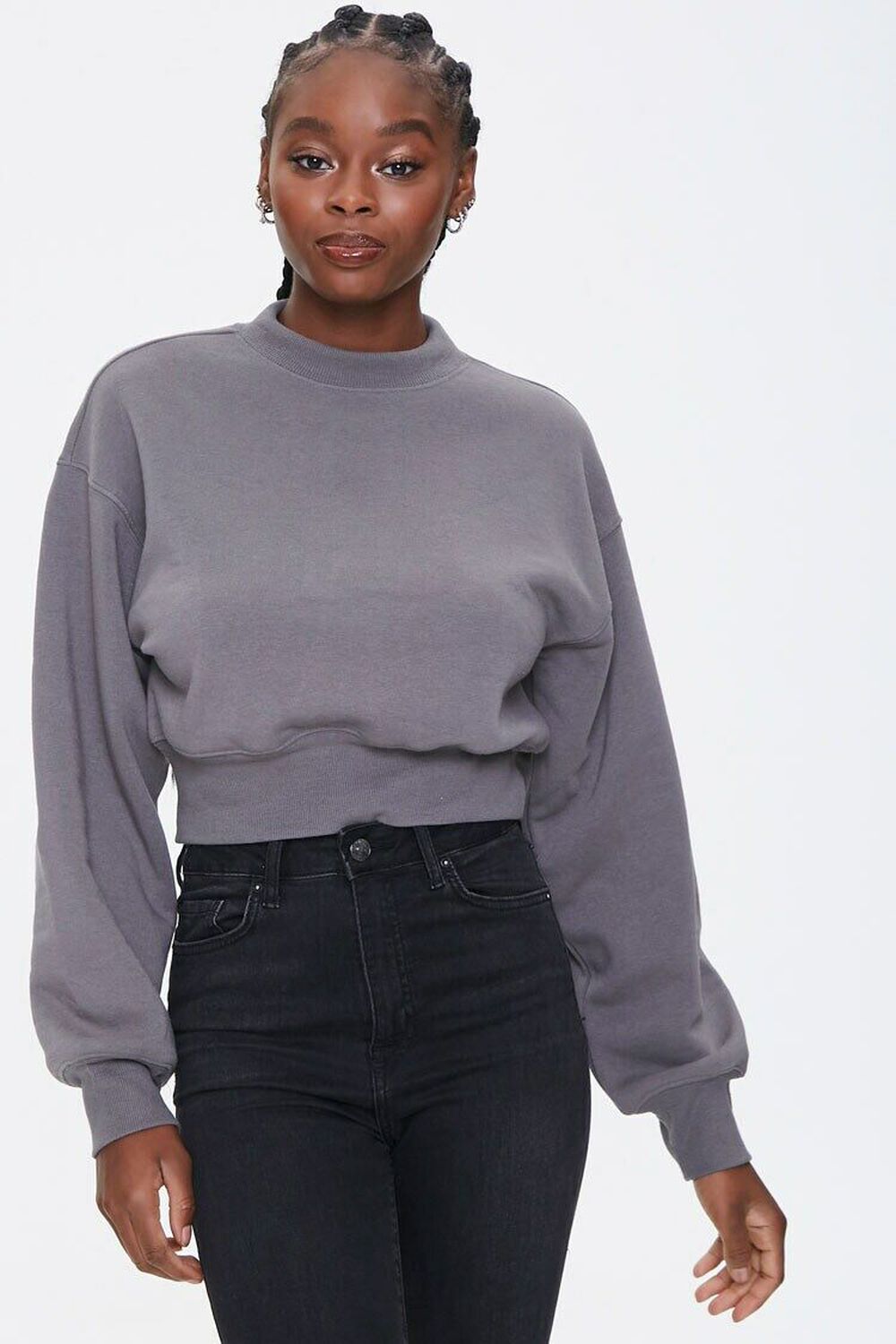 CHARCOAL Fleece Drop-Sleeve Sweatshirt, image 1