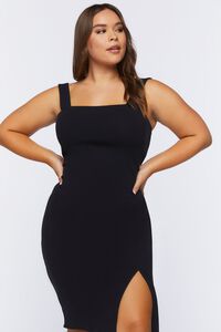 BLACK Plus Size Bodycon Slit Dress, image 4