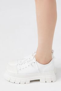 WHITE Lace-Up Lug-Sole Sneakers, image 2