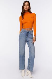 PERSIMMON/PLUM Ribbed Sweater-Knit Mock Neck Top, image 4