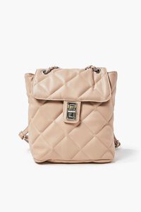 TAUPE Quilted Faux Leather Backpack, image 1