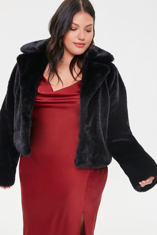 Plus Size Faux Fur Coat, Plus Size Faux Fur Coat Black