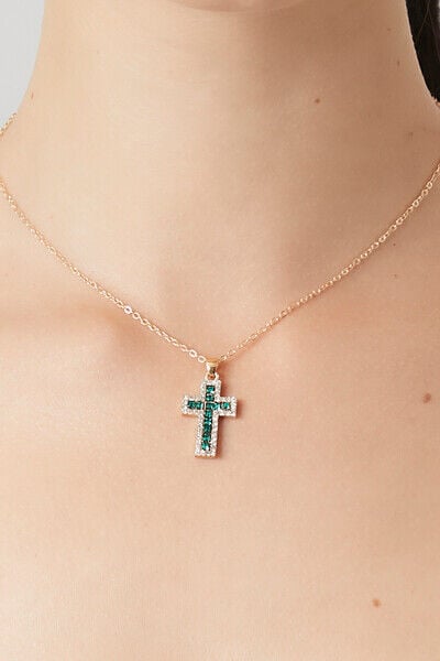 Rhinestone Cross Pendant / Black Crystal Cross Necklace/ Cruz Crystal Con  Cadena | eBay