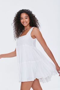 WHITE Shirred Tiered Mini Dress, image 2